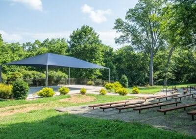 Rectangle Shade with seats outside